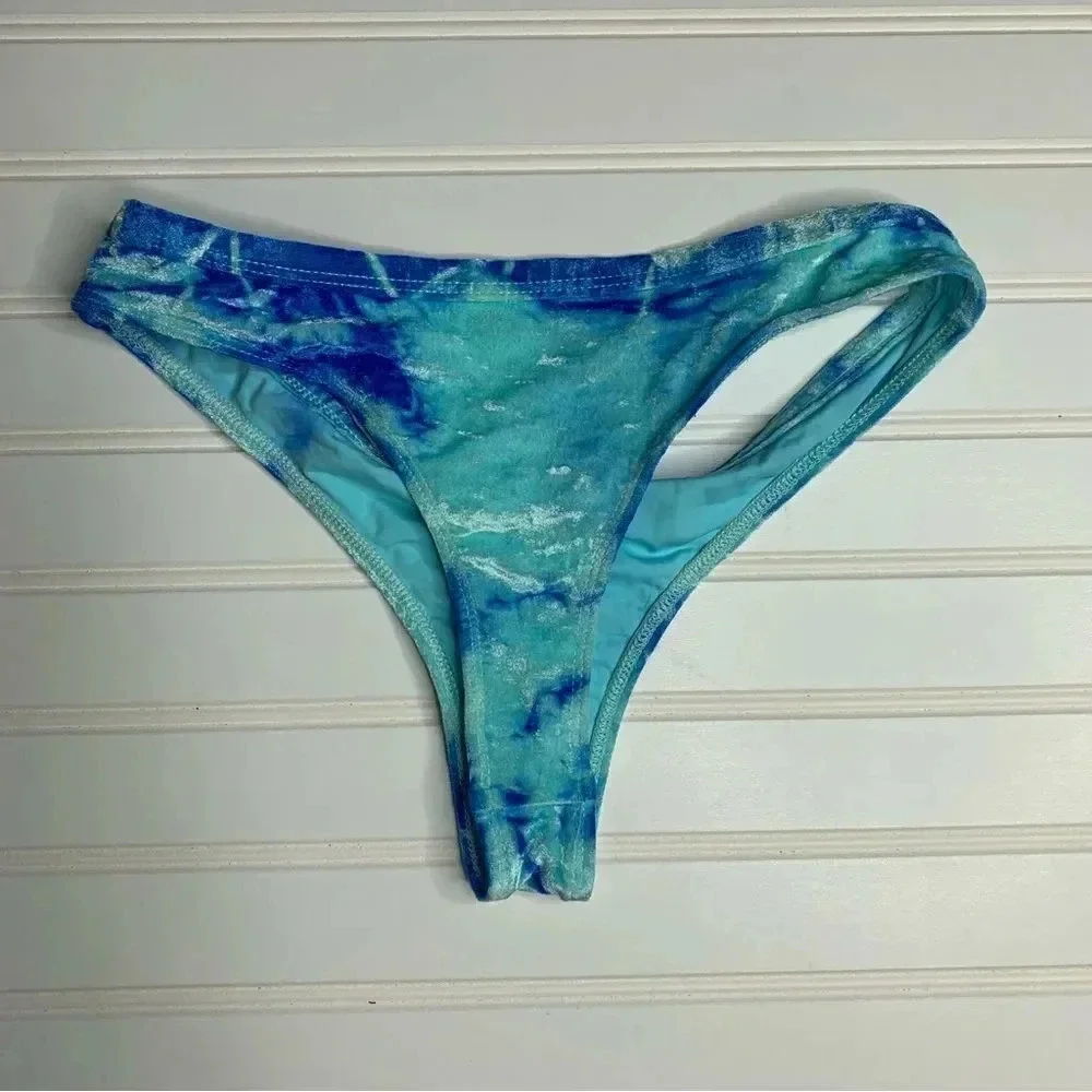 Frankie’s Bikinis Oliver Bottom Aqua Tie Dye